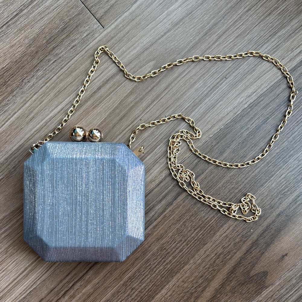 Anthropologie Silver Clutch / Gold Chain
